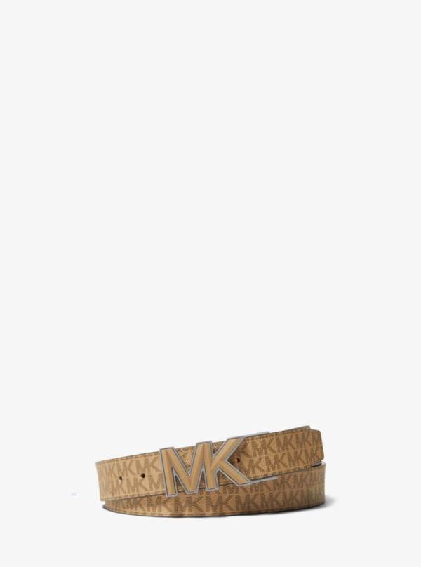 Panske Opasky Michael Kors Logo Béžové - Doplnky Michael Kors Levně | SUZRL-7209